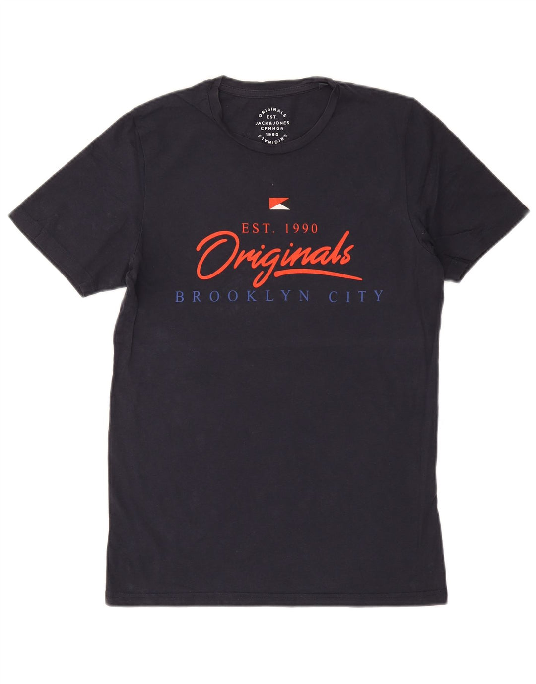 Tricou grafic Jack & Jones pentru bărbați Top mediu din bumbac bleumarin