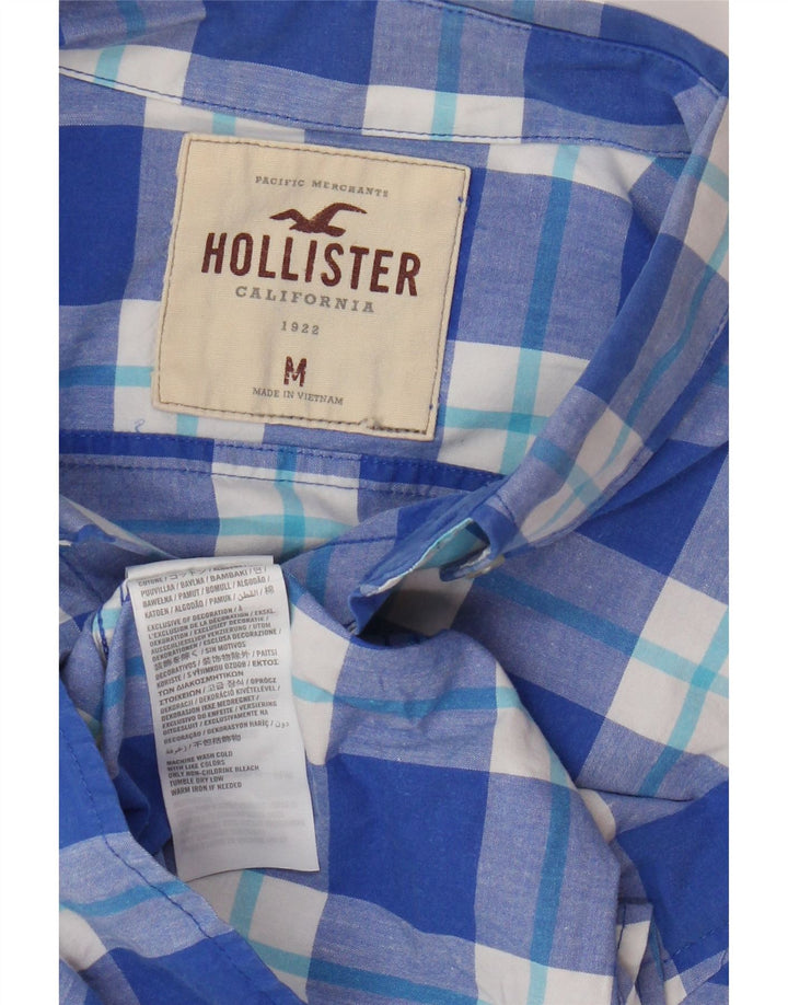 Cămașă Hollister pentru bărbați, bumbac cu carouri albastru mediu