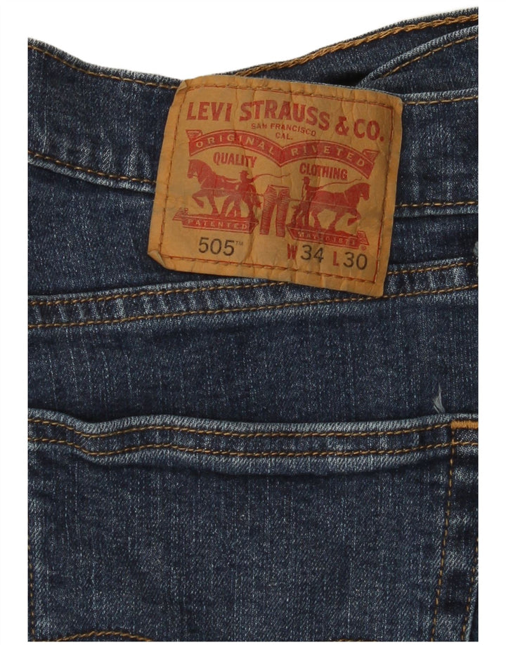 Blugi drepti pentru bărbați LEVI'S 505 W34 L30 bumbac bleumarin