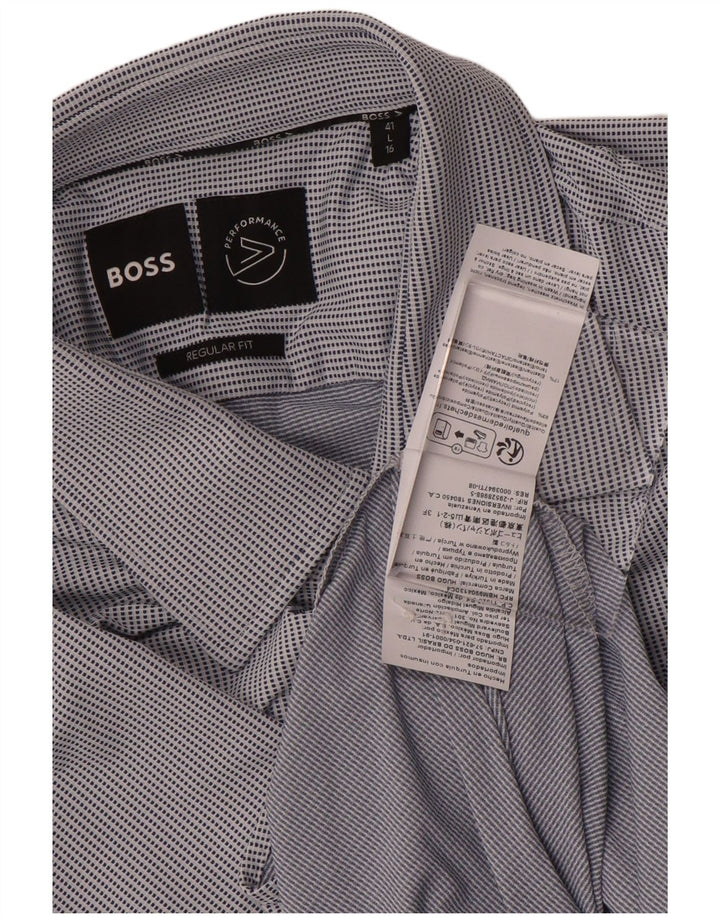 Cămașă pentru bărbați Hugo Boss Regular Fit Mărimea 41 16 Poliamidă mare cu pete albastre