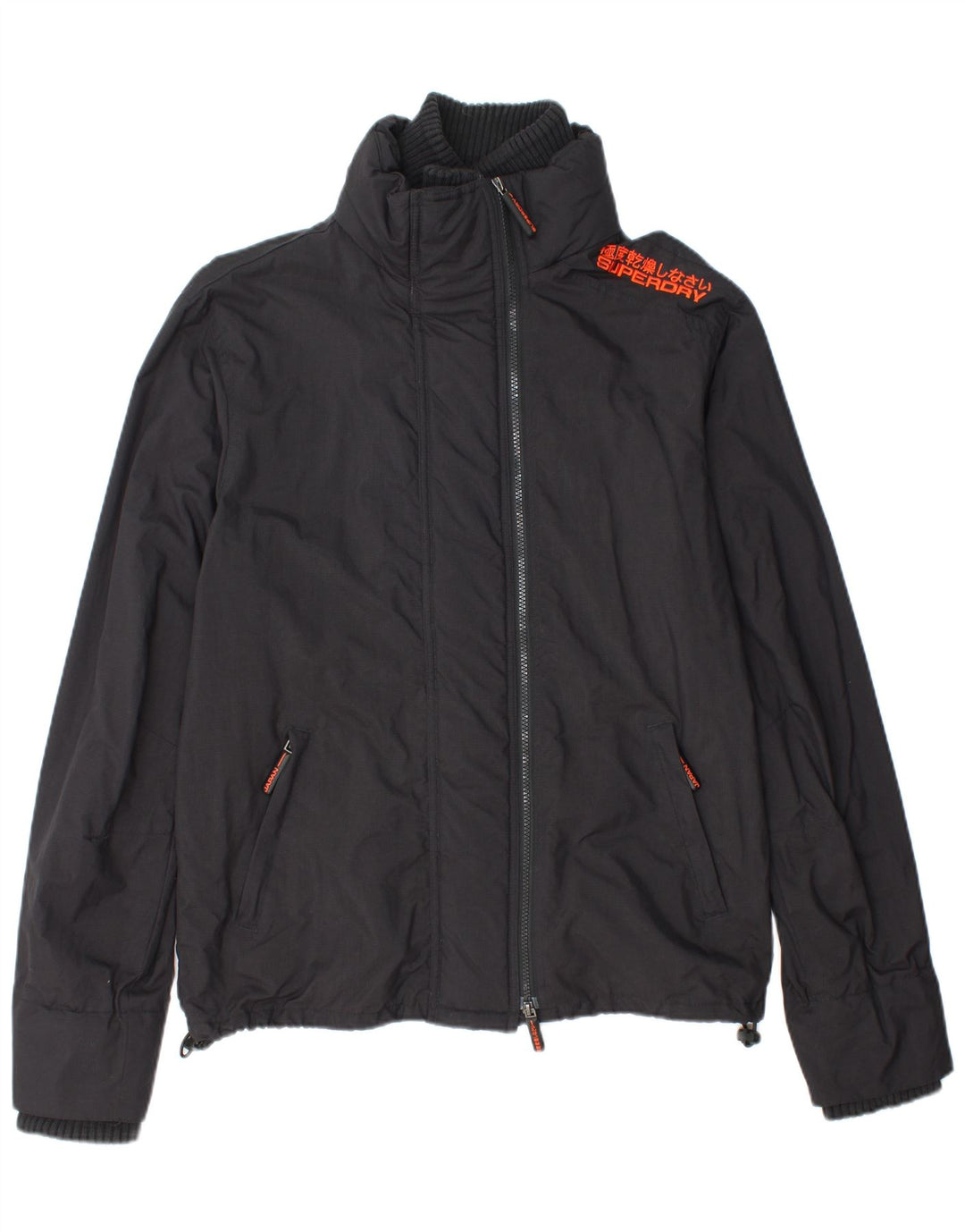 SUPERDRY Jachetă de ploaie cu grafică pentru femei UK 18 XL Nylon negru