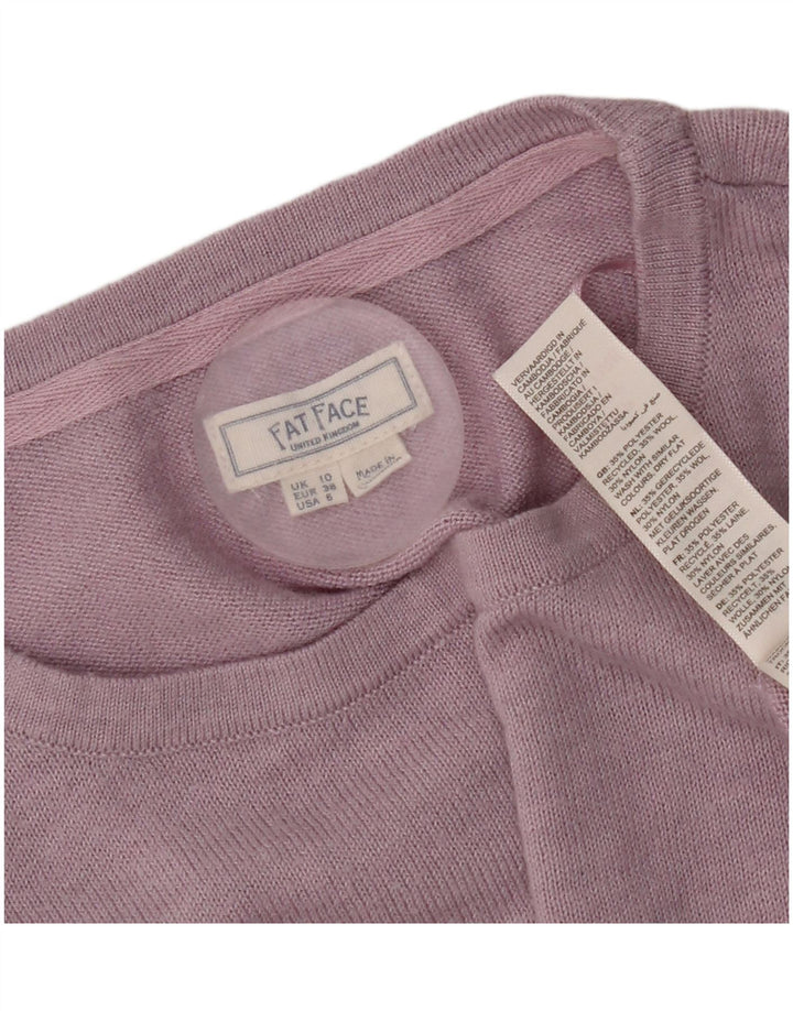 Pulover pentru femei Fat Face supradimensionat cu gâtul turnat UK 10 Mic Violet