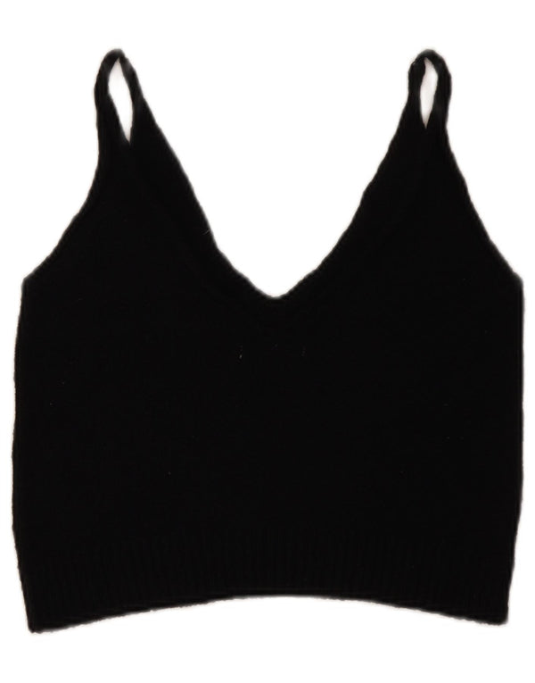 Top crop fără mâneci tricot pentru femei Zara UK 12 bumbac mediu negru
