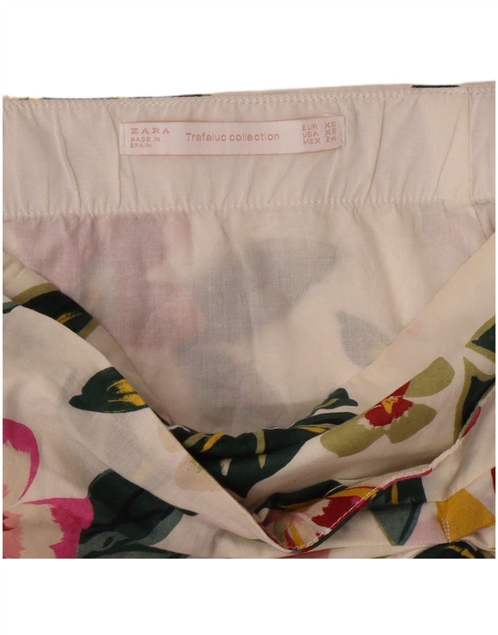 Fustă mini pentru femei Zara XS W24 Alb catifelat Floral