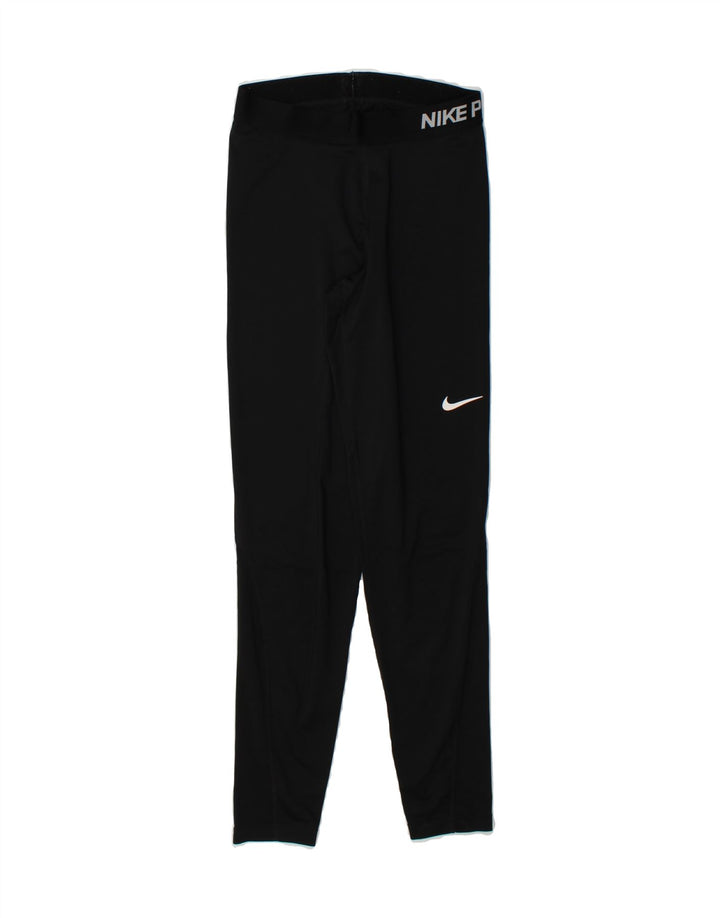NIKE Womens Dri Fit Graphic Leggings UK 10 Small  Black Vintage Nike and Second-Hand Nike from Messina Hembry 