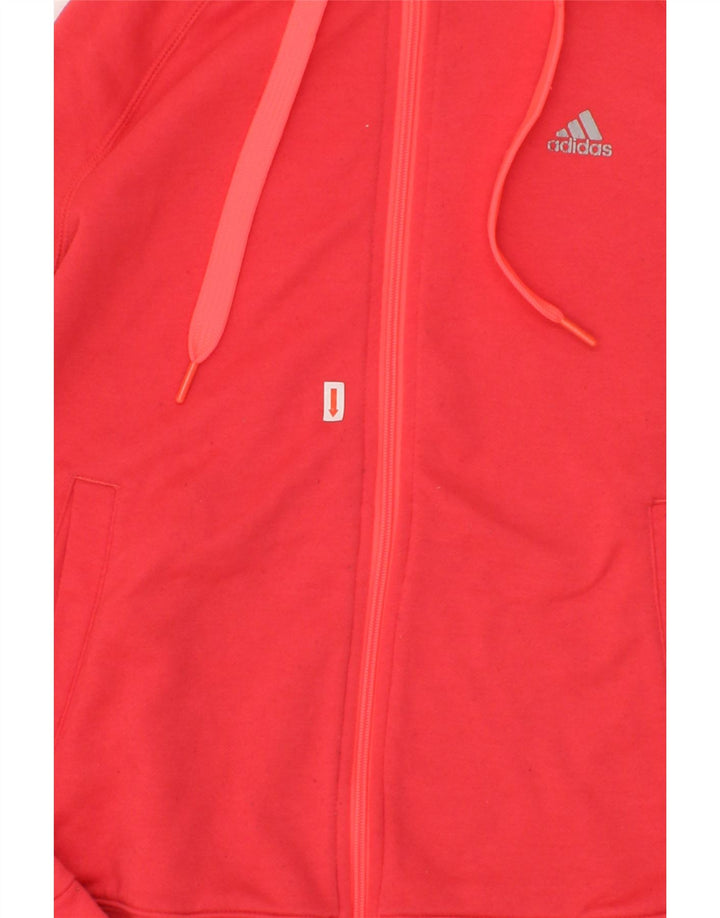 ADIDAS Womens Climalite Zip Hoodie Sweater UK 14 Medium Red Vintage Adidas and Second-Hand Adidas from Messina Hembry 