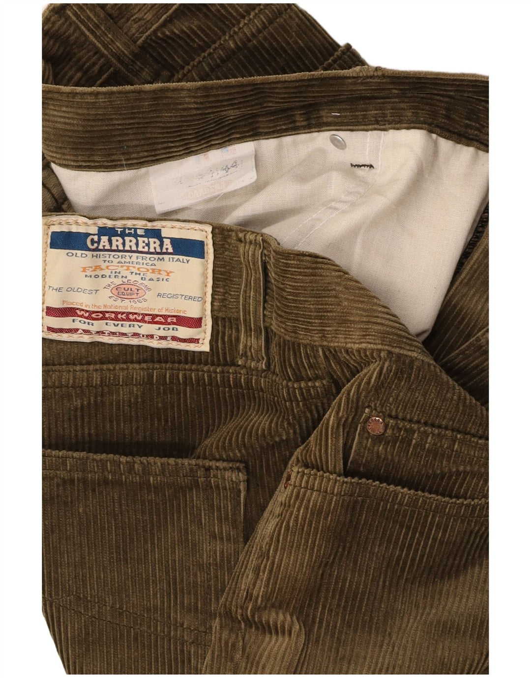 CARRERA Pantaloni drepti din velur pentru bărbați W44 L30 verde