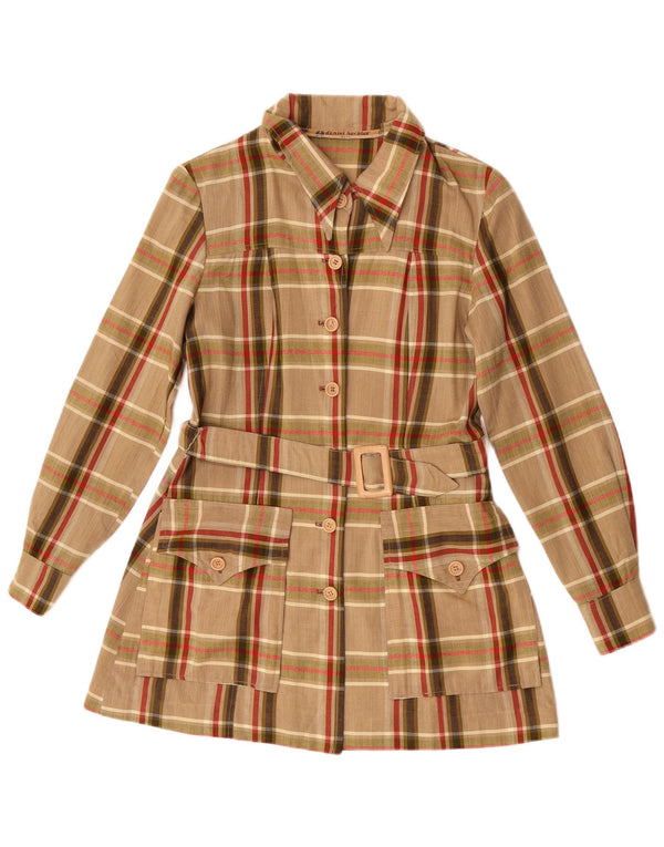 Bluză cămașă cu paragate pentru femei Daniel Hechter UK 10 mic, maro, carouri