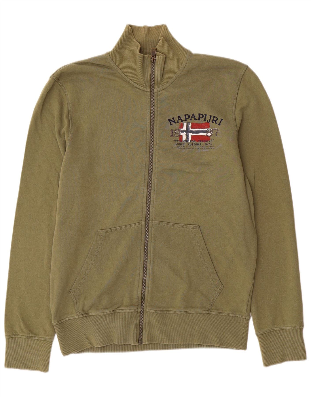 Jachetă de top pentru trening grafic NAPAPIJRI pentru bărbați, bumbac kaki mediu