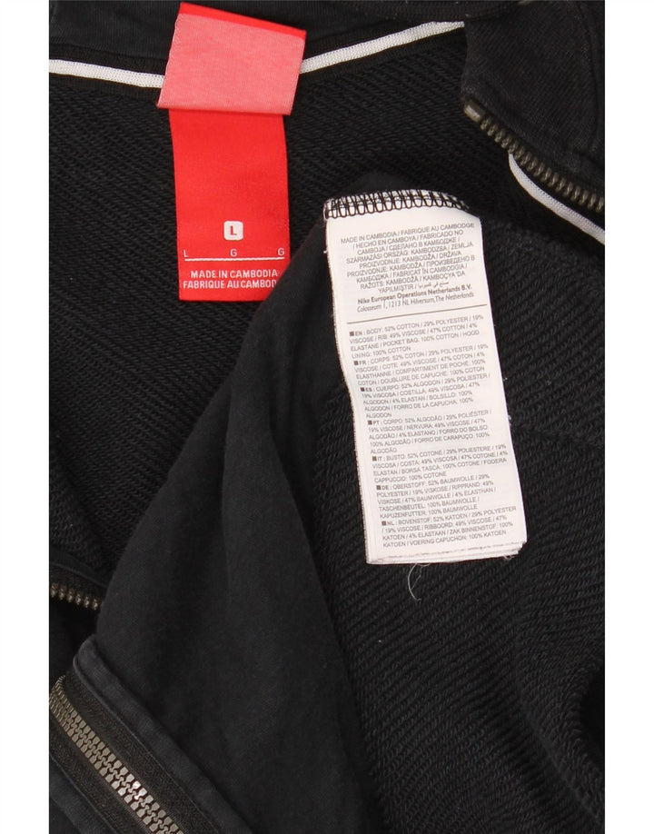 Pulover Nike pentru bărbați, cu fermoar, bumbac mare, negru