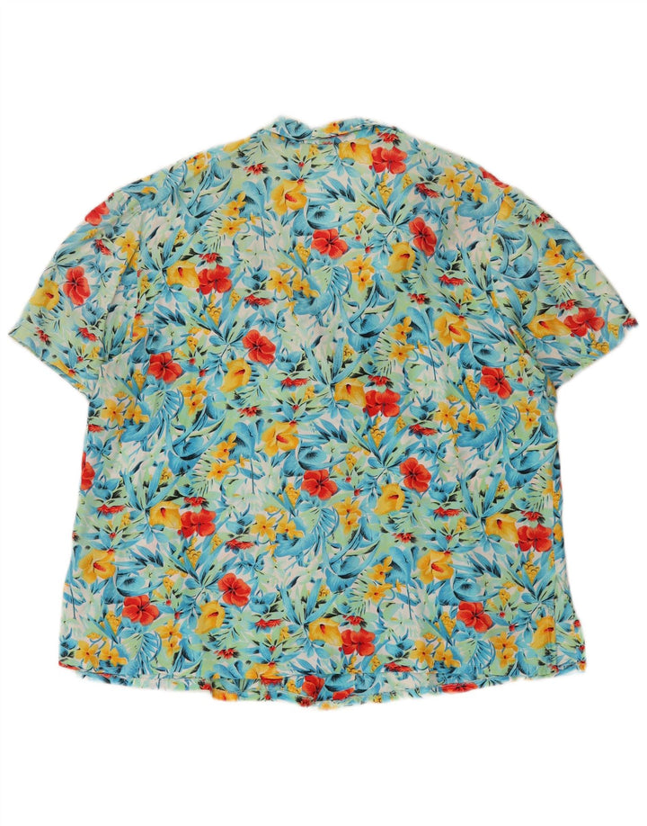 Cămașă cu mânecă scurtă pentru femei VINTAGE UK 20 2XL Turcoaz Floral