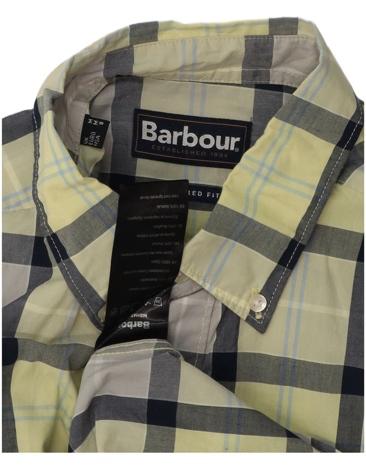 Cămașă Barbour pentru bărbați, cu tăiere relaxată, din bumbac cu carouri galbene medii