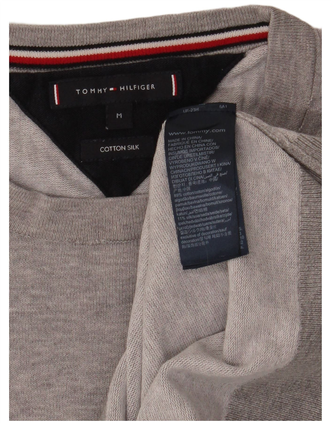 Pulover Tommy Hilfiger pentru bărbați, cu gât crew, bumbac, gri mediu