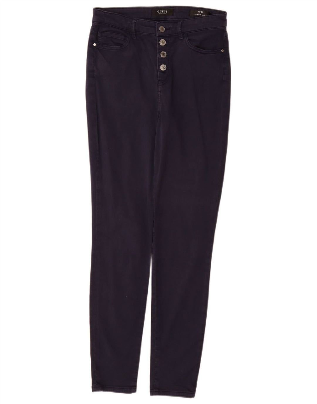 Pantaloni casual skinny GUESS pentru femei cu talie înaltă L28 L30 bumbac bleumarin