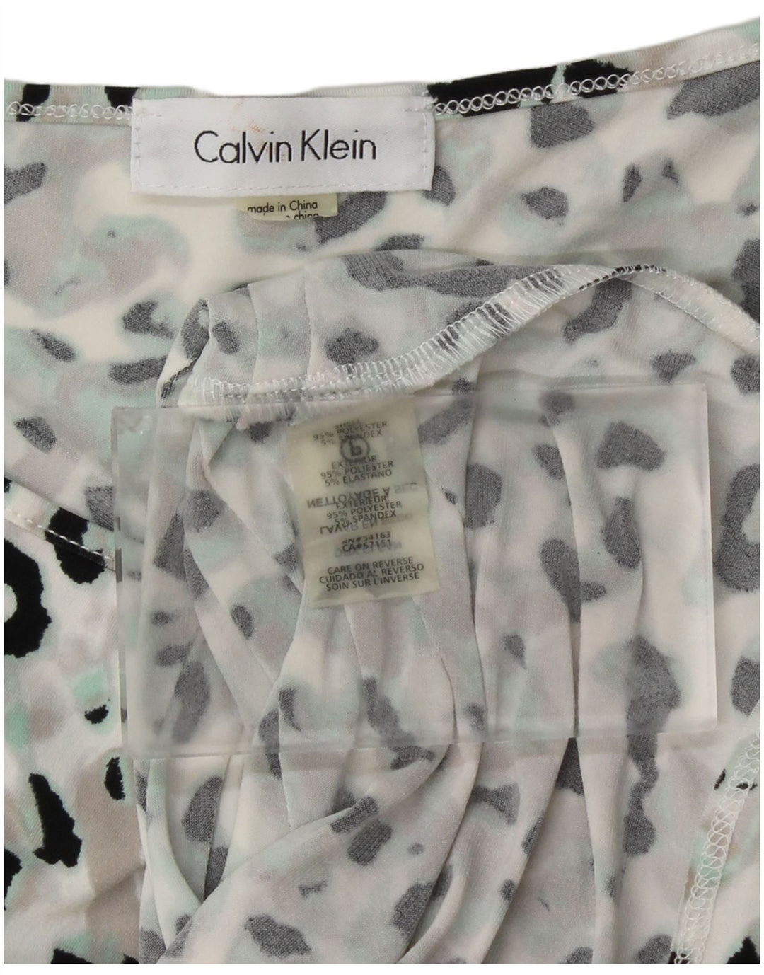 CALVIN KLEIN Vest Top Femei UK 12 Medium Multicolor Animal Print