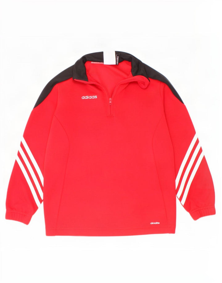 Adidas Boys Zip Neck Pullover Trening Top 5-6 ani XS Red Colorblock