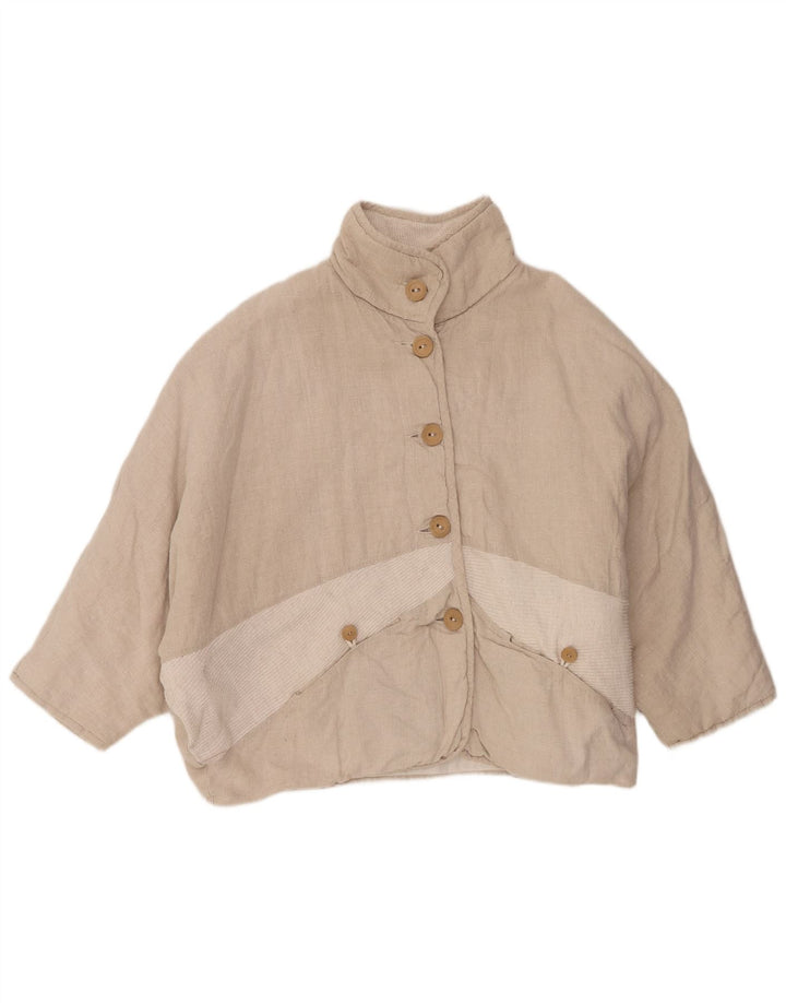 Bomber vintage pentru femei cu mâneci 3/4 UK 16, mare, bej, color block