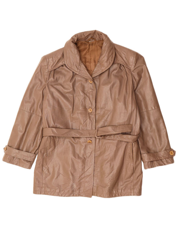 Jachetă de piele supradimensionată pentru femei Vintage IT 52 2XL maro
