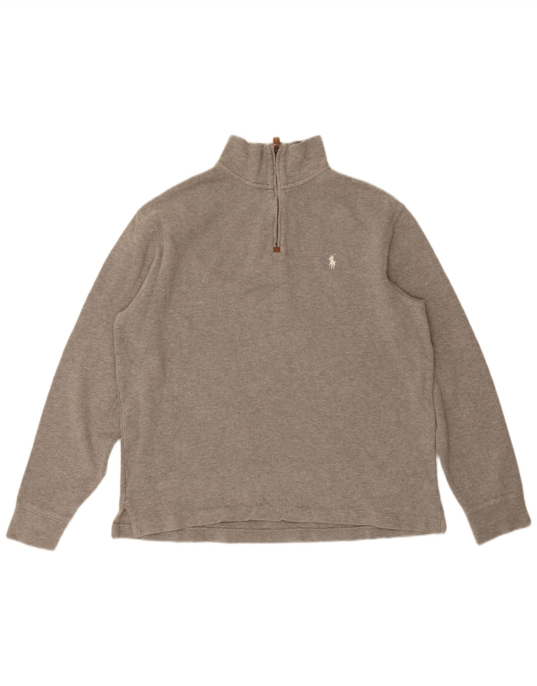 Polo Ralph Lauren Top cu mânecă lungă pentru bărbați, cu fermoar, din bumbac gri mediu