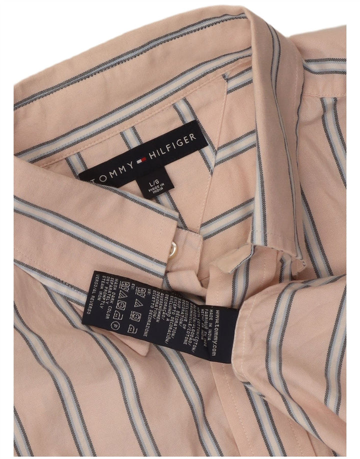 Cămașă Tommy Hilfiger pentru bărbați, bumbac cu dungi mari, roz