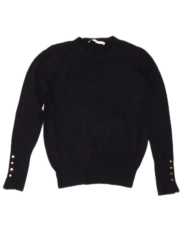 Pulover pentru femei Zara Crop Crew Gate UK 12 Medium Bleumarin Viscoza