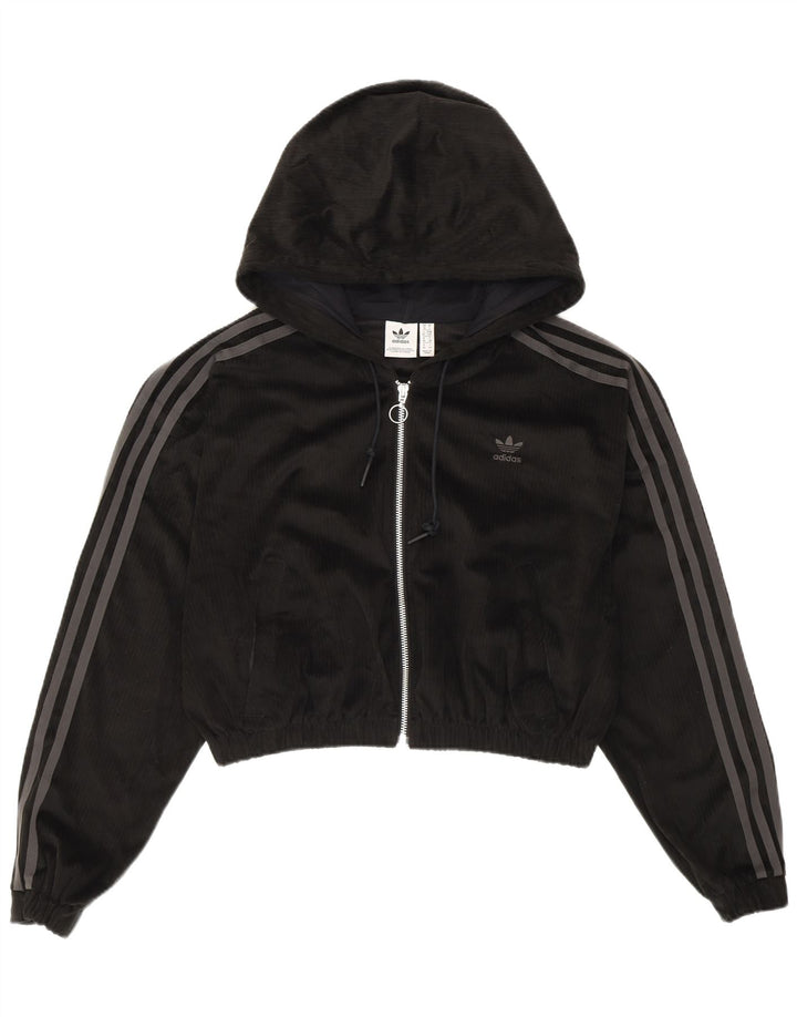 Pulover Adidas Crop Oversized Zip Hoodie UK 10 Poliester negru mic
