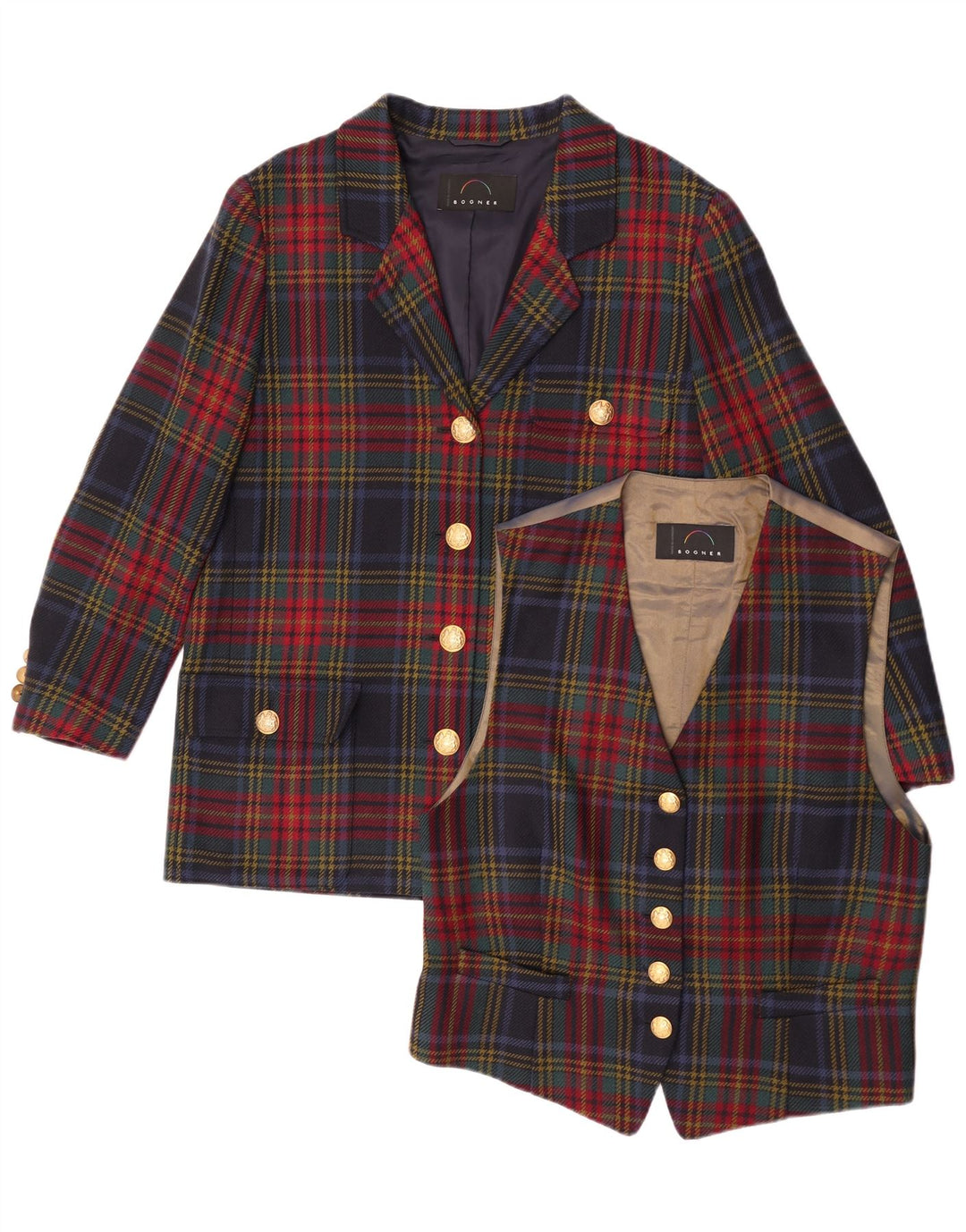 Set 2 piese Bogner pentru femei, 4 nasturi, UK 16, carouri multicolore mari