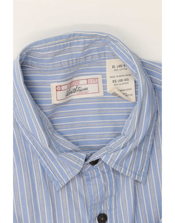 Cămașă pentru bărbați Levi's XL, bumbac cu dungi albastre
