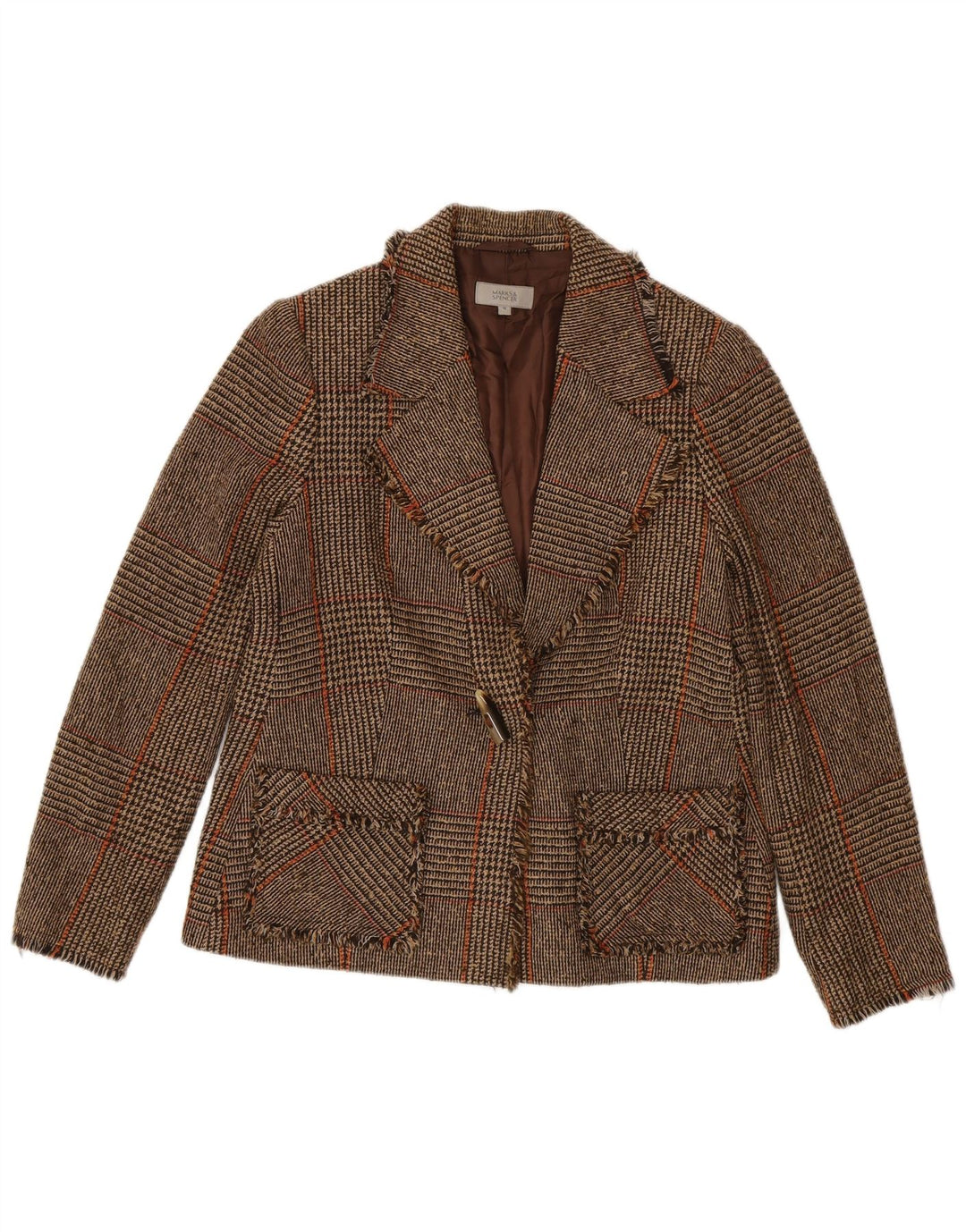 MARKS & SPENCER Jachetă Blazer pentru femei UK 14 Medium Brown Houndstooth