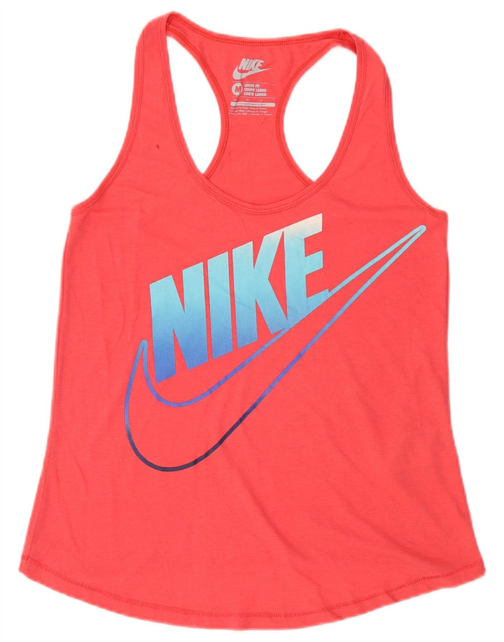 Top cu vestă grafică Nike pentru femei, cu croială largi, UK 12, poliester roz mediu