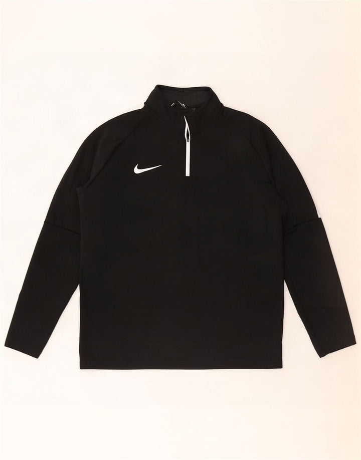 Top de trening pentru bărbați Dri Fit, cu fermoar și gât, negru, colorblock