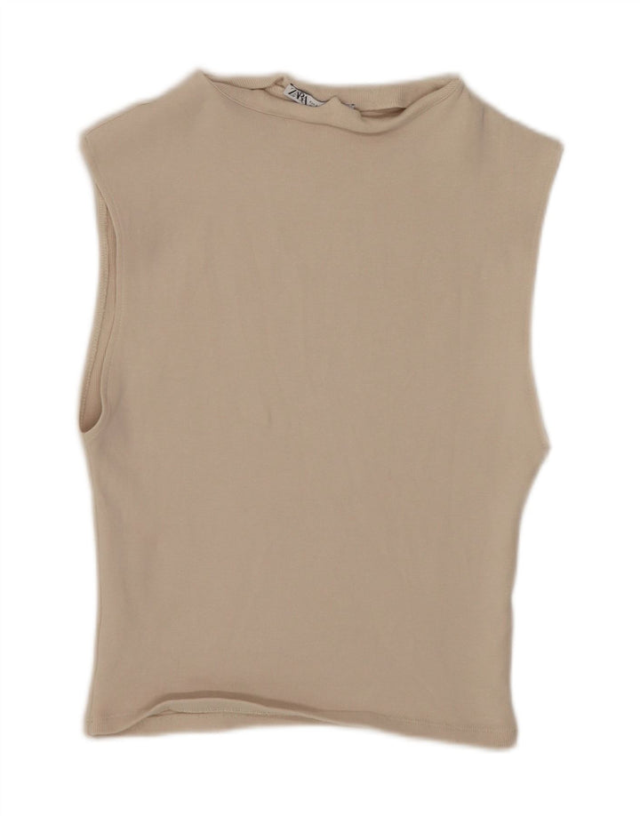 Top cu vestă pentru femei Zara UK 14, mare, bej