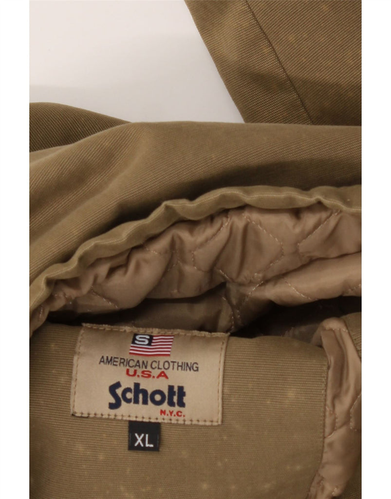 SCHOTT Mens Military Windbreaker Jacket UK 42 XL Khaki Cotton Vintage Schott and Second-Hand Schott from Messina Hembry 