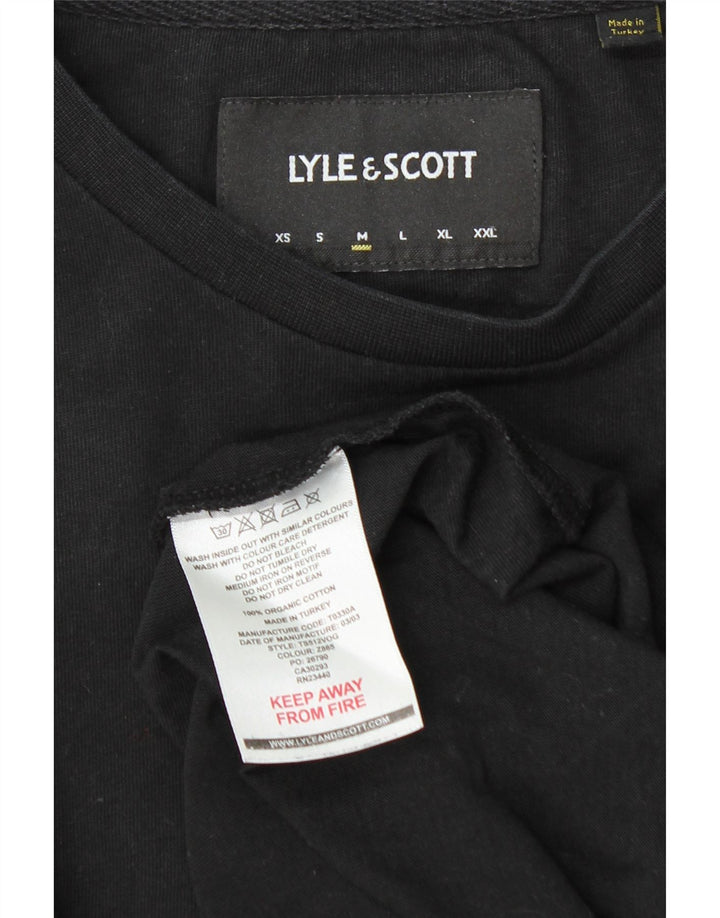 Lyle & Scott Top pentru bărbați cu mânecă lungă din bumbac mediu negru