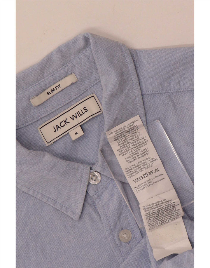 Cămașă Jack Wills pentru bărbați, cu mânecă scurtă, slim fit, bumbac albastru mediu
