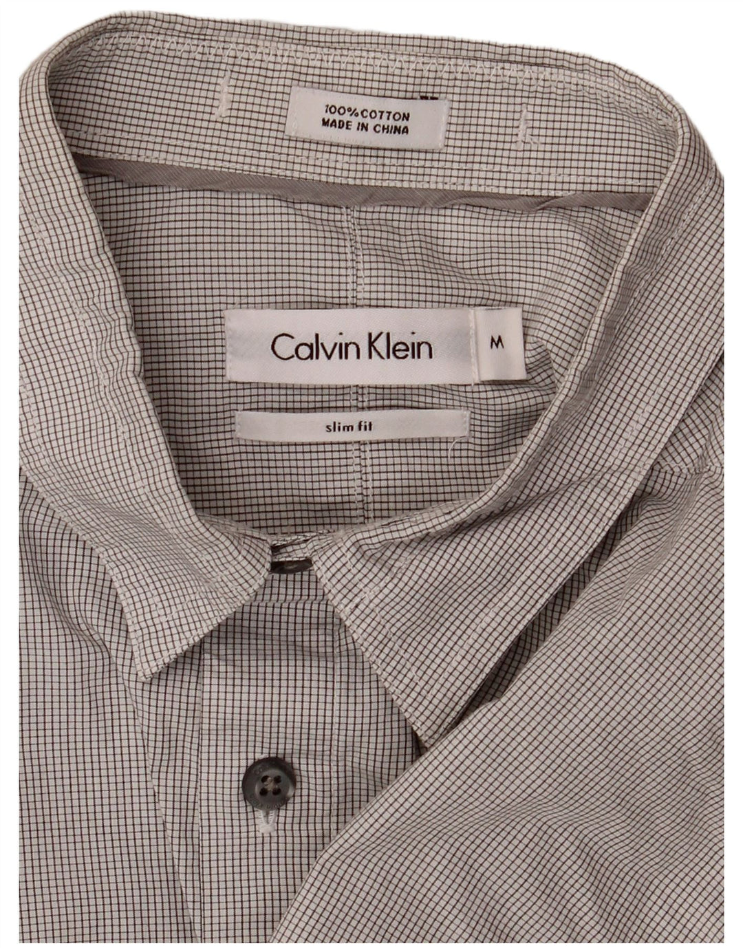 Cămașă formală pentru bărbați Calvin Klein, slim fit, din bumbac vichy, gri mediu