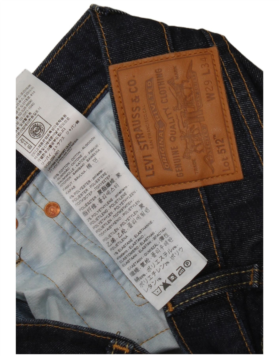 Levi's 512 Slim Tapered Jeans W29 L34 bumbac bleumarin pentru bărbați
