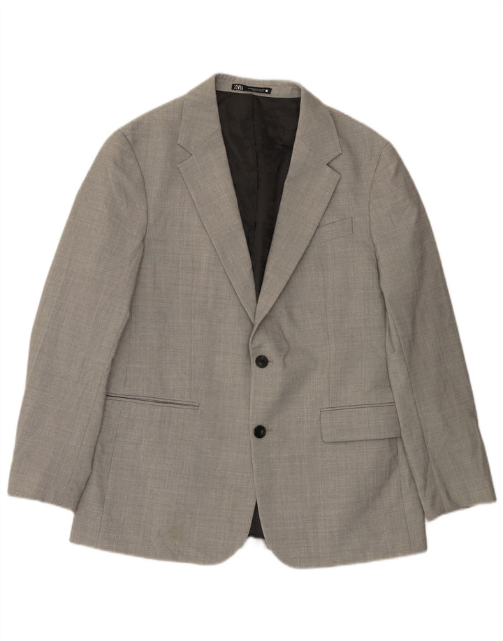 Blazer pentru bărbați Zara cu 2 nasturi EU 50 Poliester mediu gri