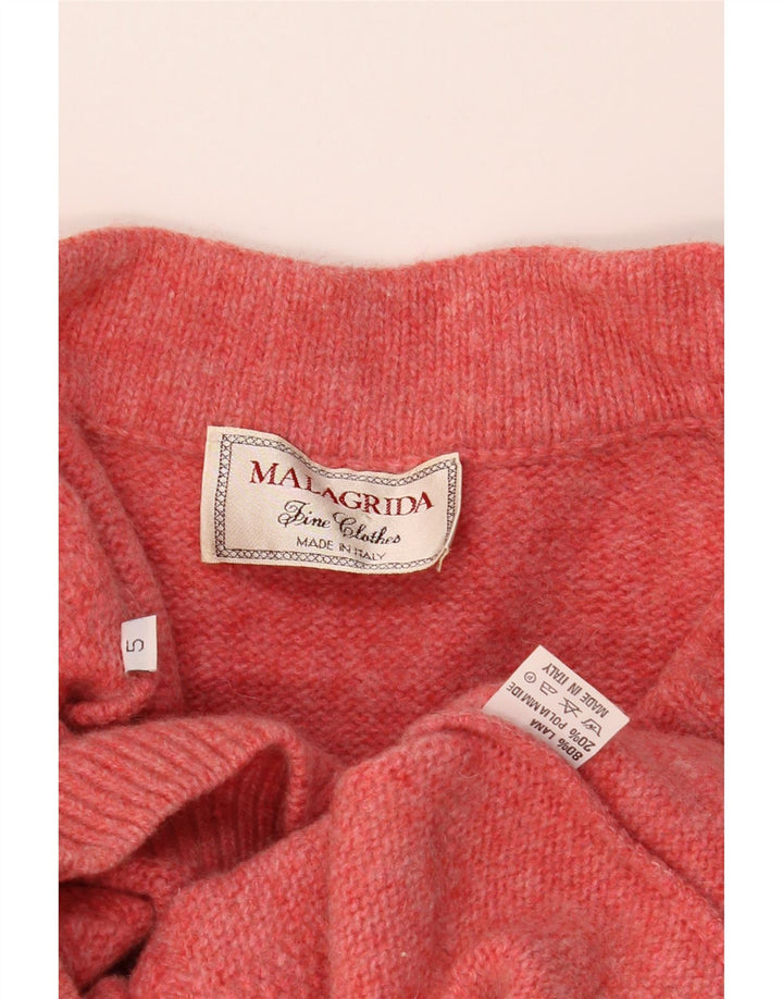 MALAGRIDA Mens V-Neck Jumper Sweater Large Red Wool Vintage Malagrida and Second-Hand Malagrida from Messina Hembry 