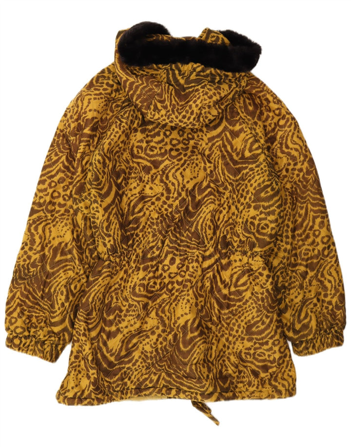 Jachetă de vânt cu glugă vintage pentru femei IT 44 Medium Brown Animal Print