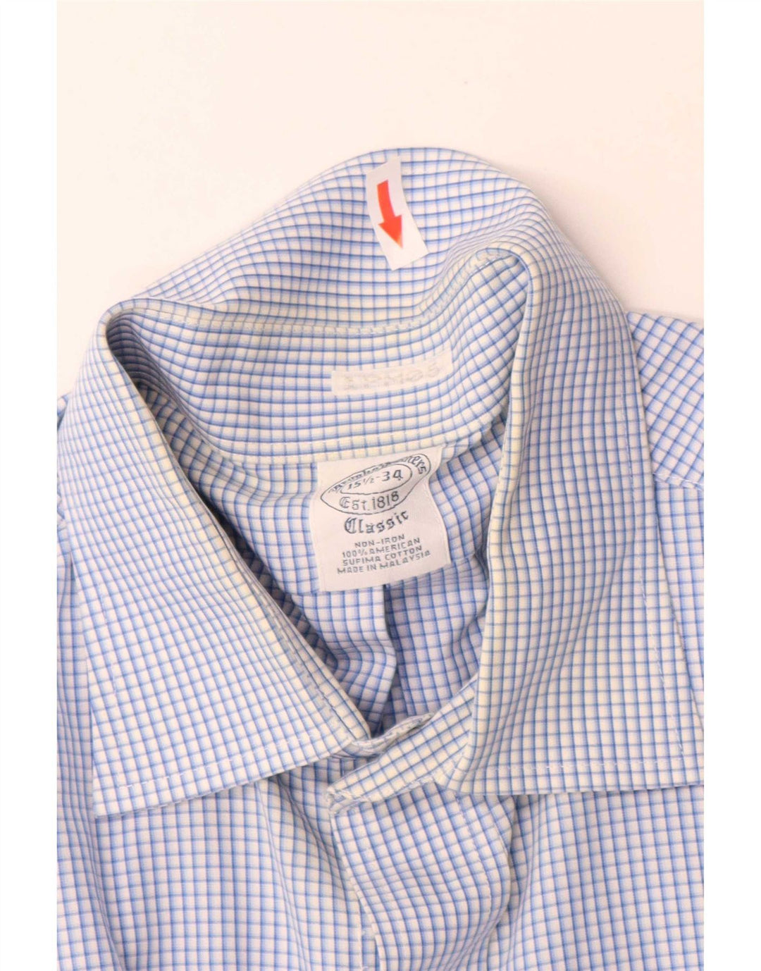 Cămașă Brooks Brothers pentru bărbați, cu potrivire clasică, mărimea 15 1/2 Medium Blue Vichy