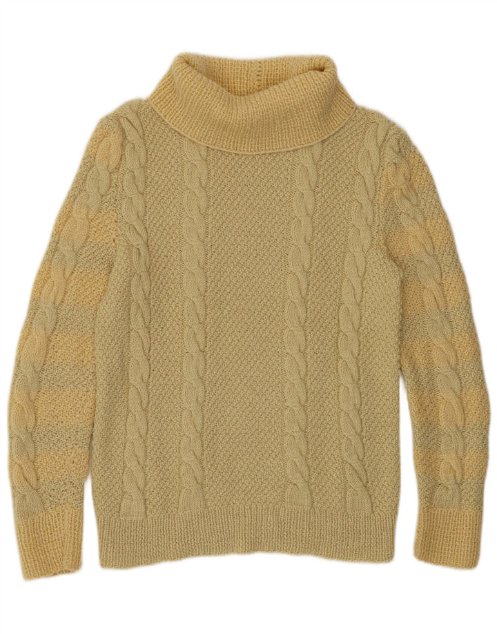 Pulover vintage pentru femei cu gât rulat, UK 10, galben mic