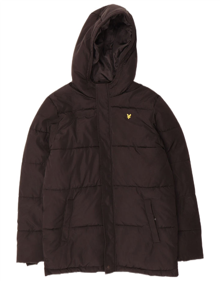 Jachetă căptușită cu glugă Lyle & Scott pentru băieți 12-13 ani, poliester negru