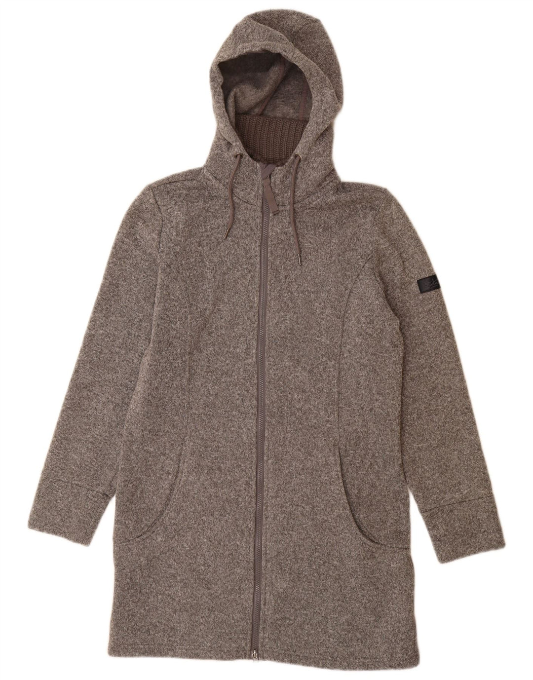 VINTAGE Pulover cu capota cu fermoar cu paragate pentru femei UK 14 Poliester mediu gri