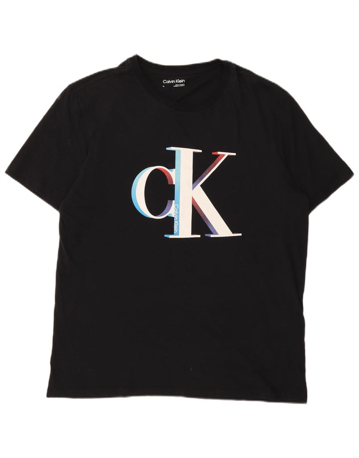 Tricou grafic Calvin Klein pentru bărbați Top mediu din bumbac negru