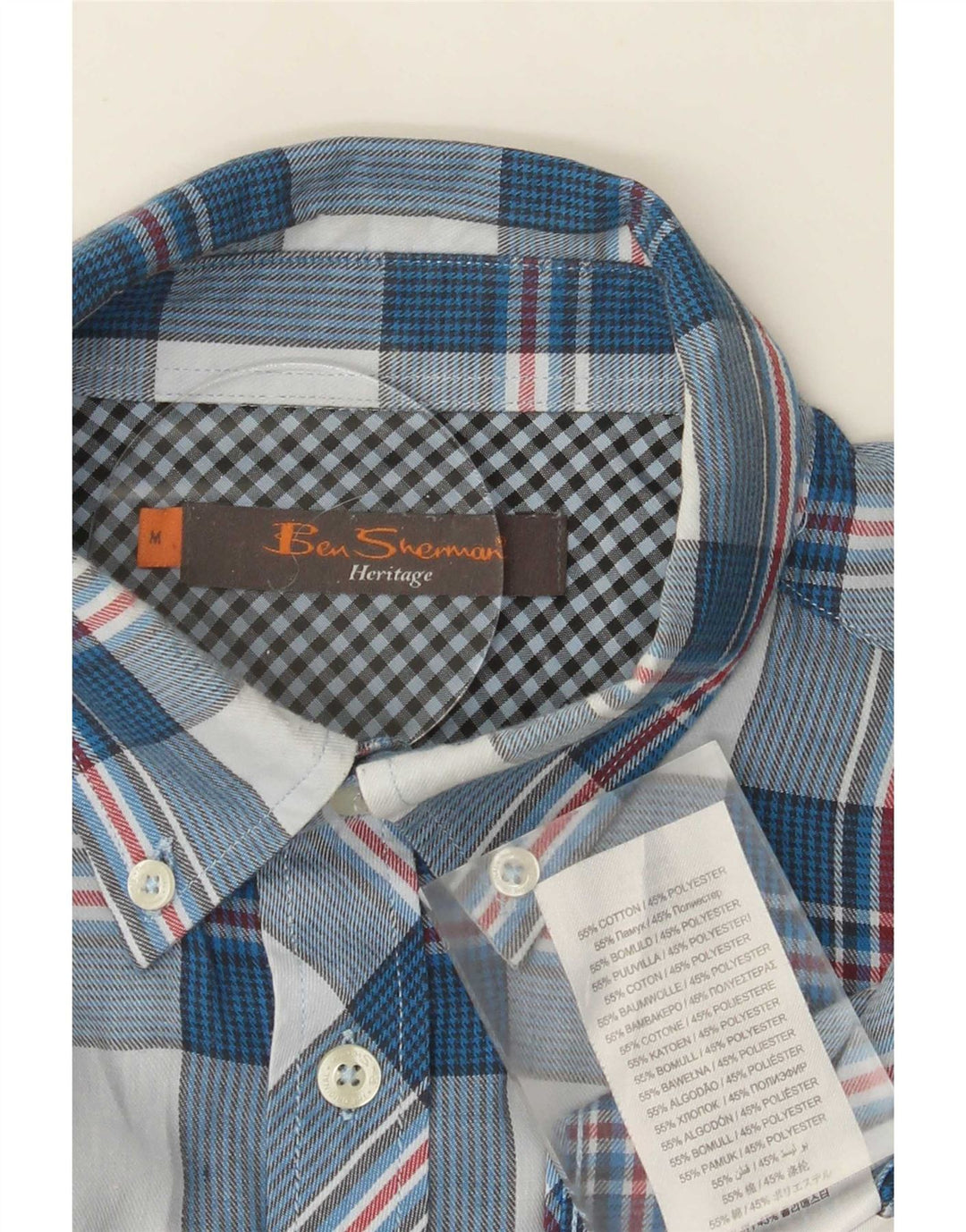 Cămașă pentru bărbați Ben Sherman, bumbac cu carouri albastru mediu
