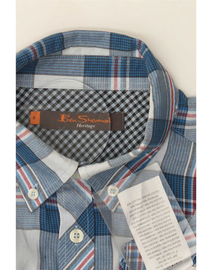 Cămașă pentru bărbați Ben Sherman, bumbac cu carouri albastru mediu