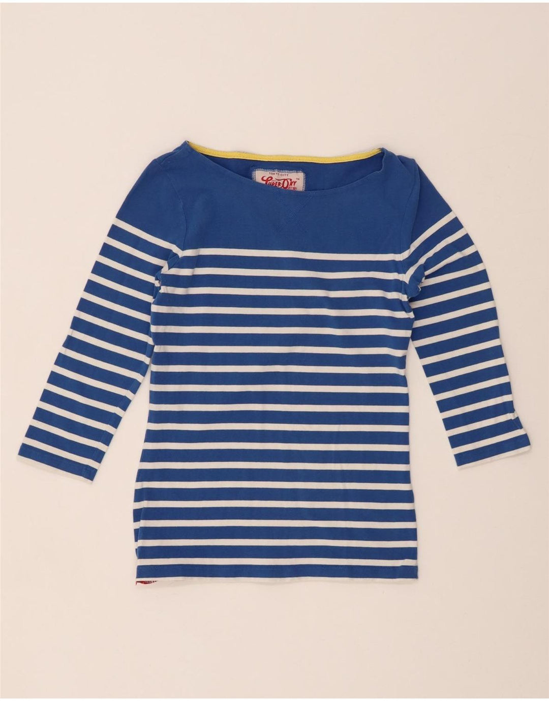 SUPERDRY Femei Perfect Fit Top cu mâneci 3/4 UK 12 Medium Blue Striped
