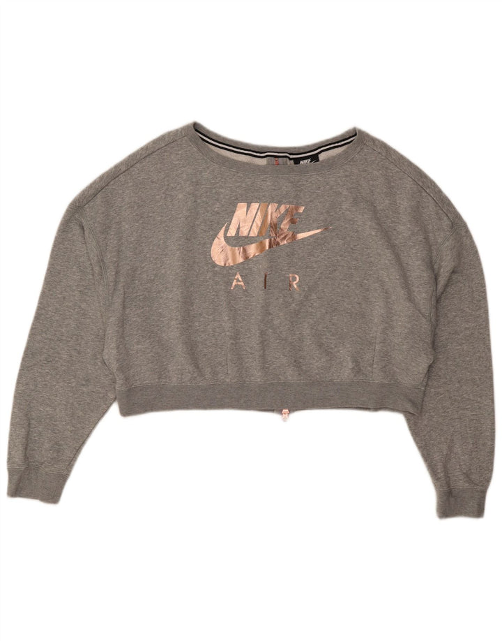 Pulover pentru femei Nike Crop Graphic Oversized Sweat UK 16 Large Gri