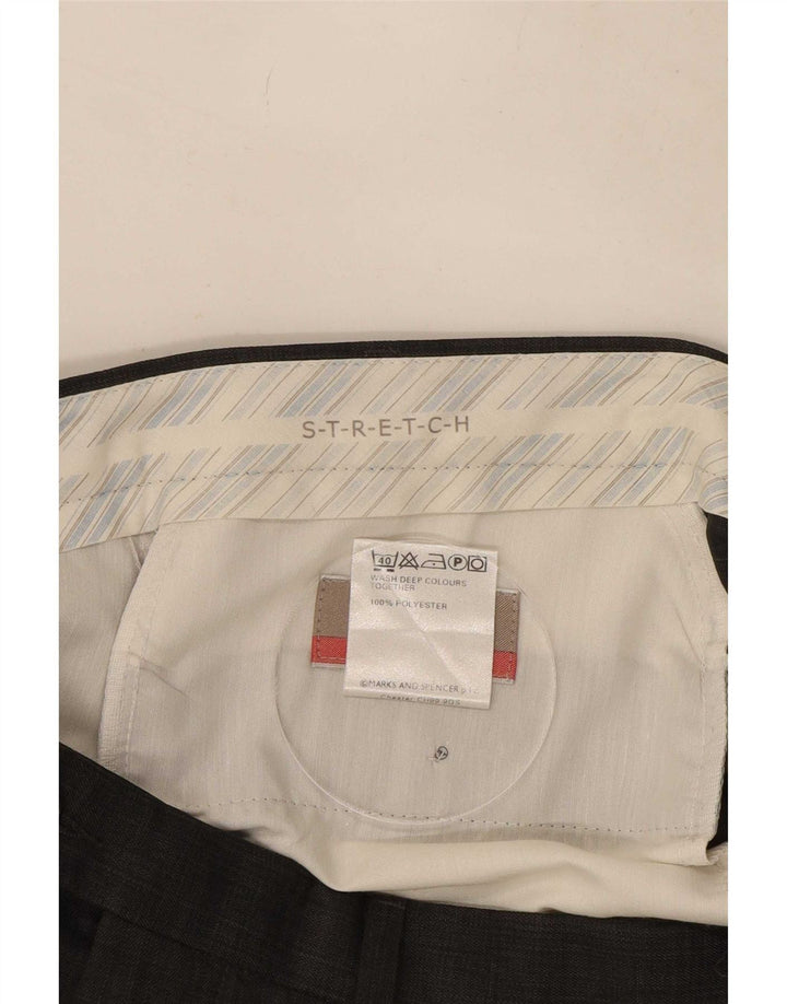Marks & Spencer Pantaloni de costum stretch pentru bărbați L36 L31 poliester gri